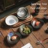 Black Ceramic Tableware Japanese Style Izakaya Barbecue Sushi Sashimi Deep Dish Hot Pot Dish Head Shallow Bowl Heart Dish