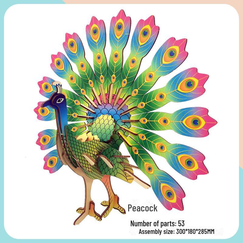 Милые животные DIY 3D деревянная головоломка для детей