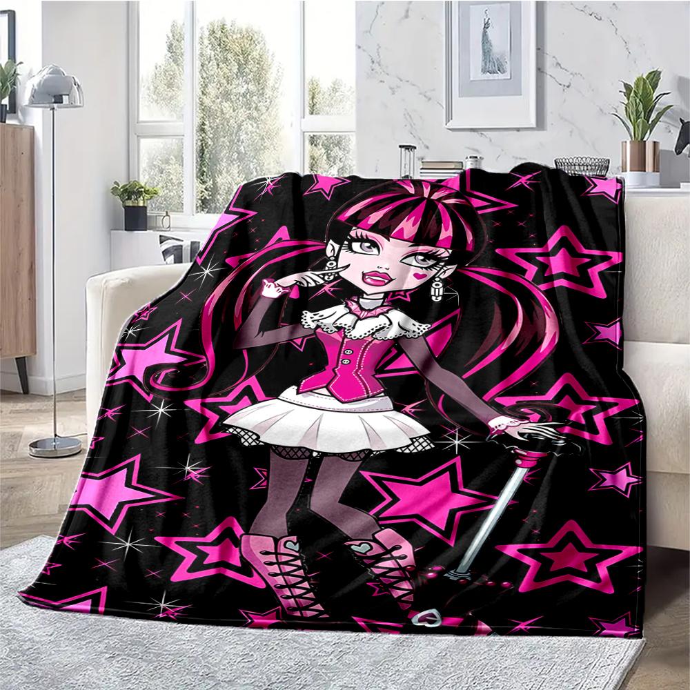 Monster High Theme Printed Blanket - Perfect for Couch, Bed, Travel & Outdoor Use | Machine Washable, Cozy & Durable.