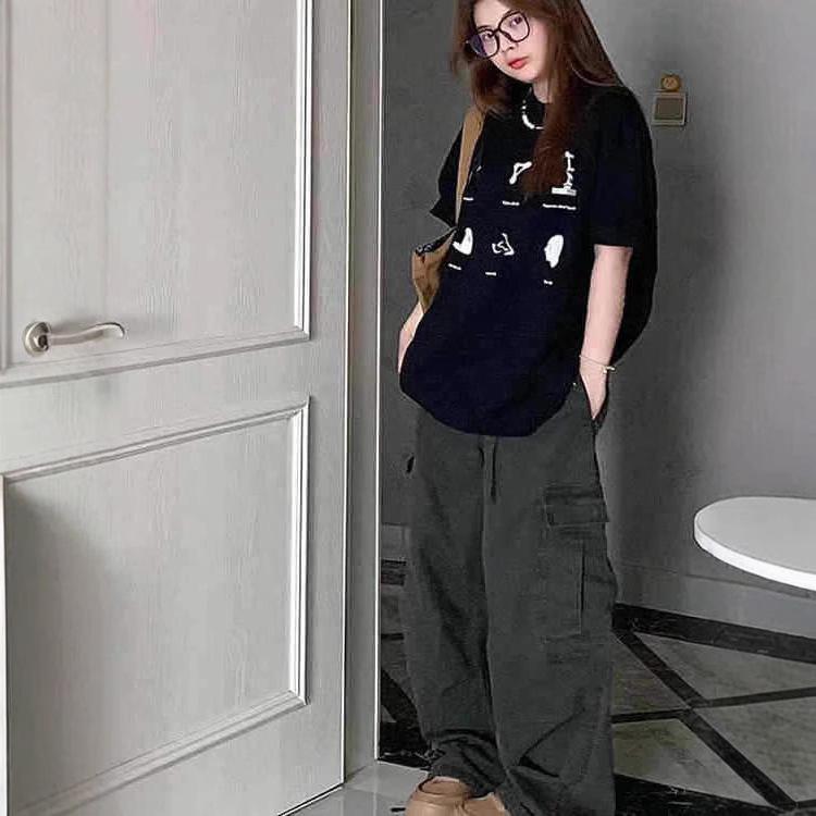 Футболка большого размера для женщин в стиле ретро с короткими рукавами в американском стиле