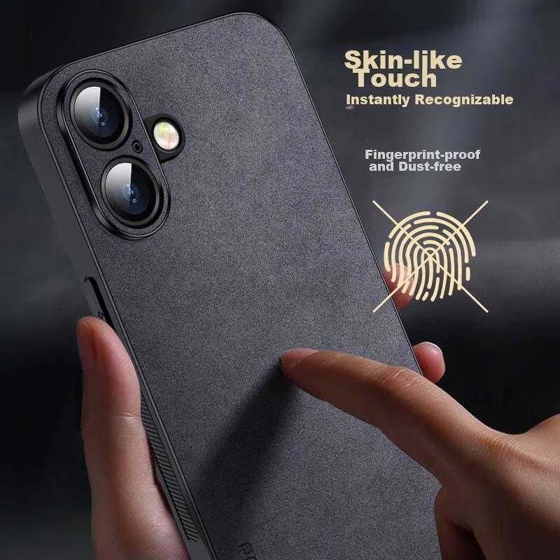 IPhone 16 Plus Case, Apple 16 Plus Protective Cover, Full Lens Protection, Soft, Simple Luxury Outer Case, Shockproof,n, Leather Cover, Black