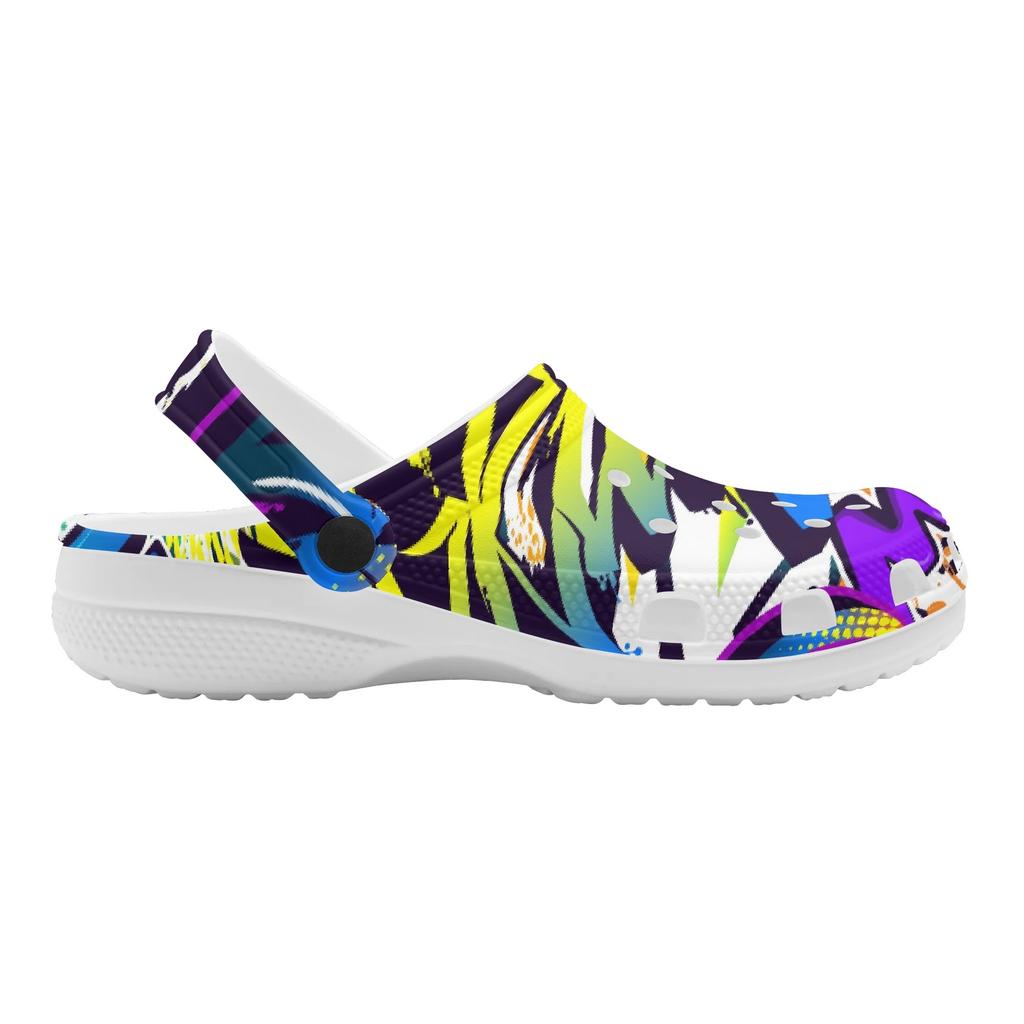 Women Men Printed EVA Beach Shoes Lightweight Breathable Slip On Garden Clogs Pool Bathroom Home Summer Sandals Daily Wear
