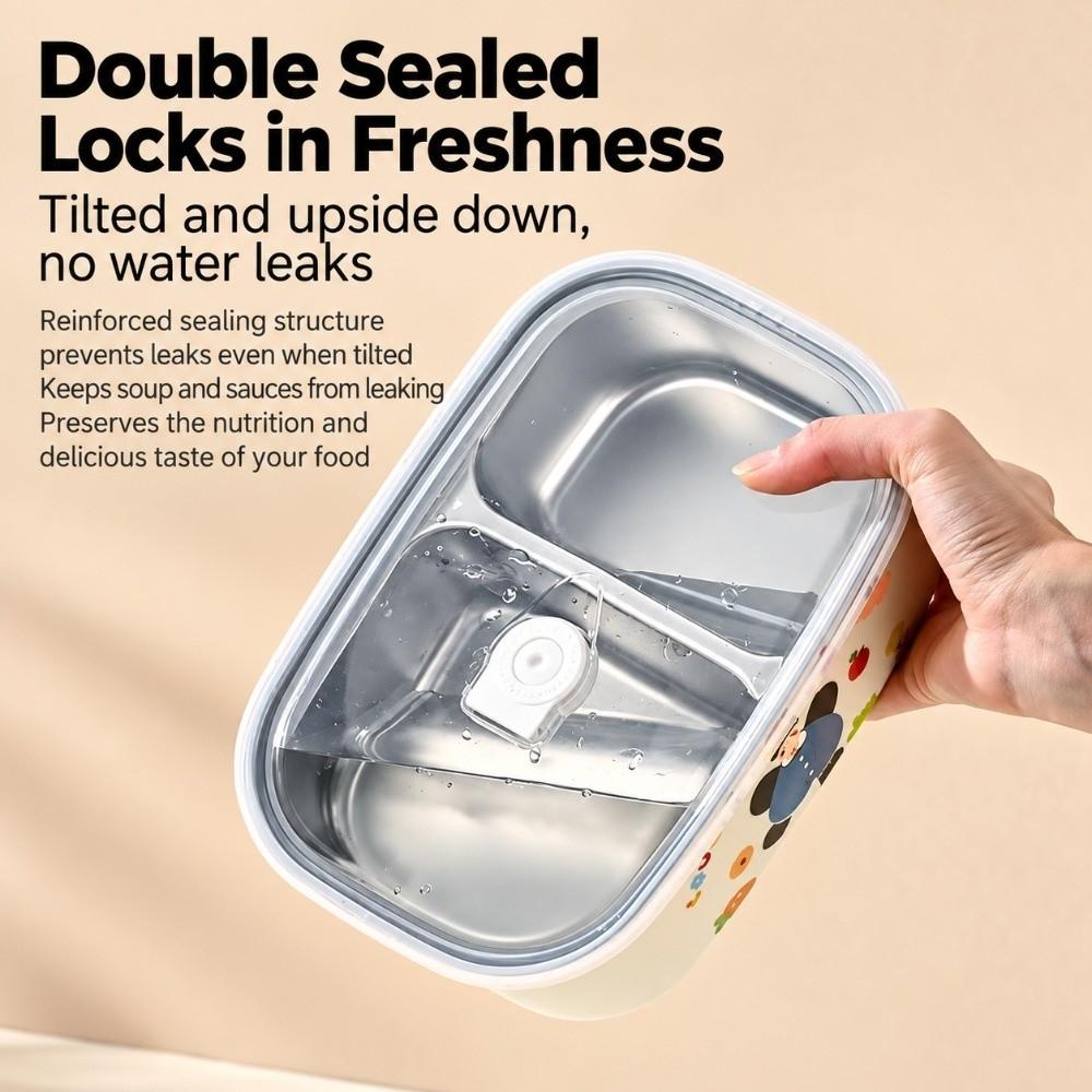 1500ML Meal Container Clear Lid Food Storage Container Stainless Steel Lunch Box Daily Meal Prep