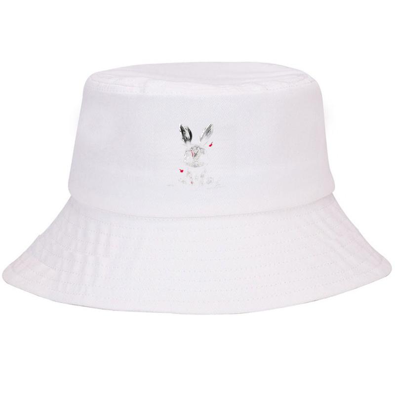 Bucket Hat Cotton Fisherman Hat for Women Graffiti Rabbit Sun Protection Wide Outdoor Street Style Casual Breathable Sun Hat