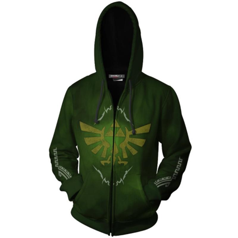Игра The Legend Of Zelda Косплей Худи 3d Толстовка на молнии Куртка для максимального комфорта