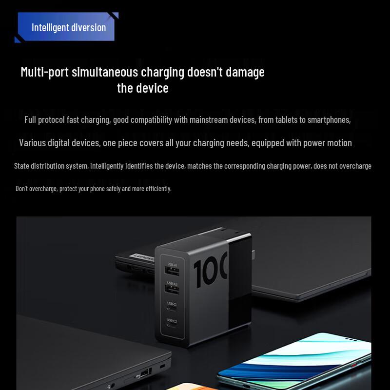 Lenovo Многопортовое зарядное устройство Thinkplus 100W GaN