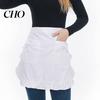 Housework Apron Half with Butterfly Bow & Pockets Lace Hem Waist for Kitchen Retro Style Coffee Shop Bistro Adjustable Ties Cafe Server Waitress Home