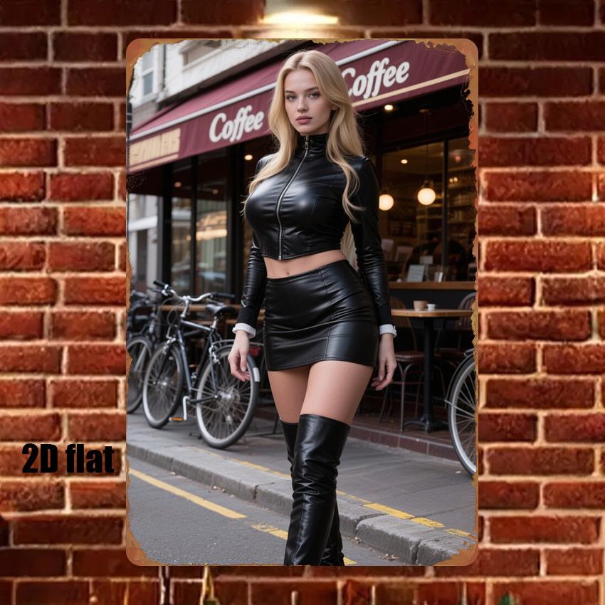 Retro Style xin Black Leather Suit Metal Sign Grunge Punk Home Wall Decor for Garage Man Cave Bar