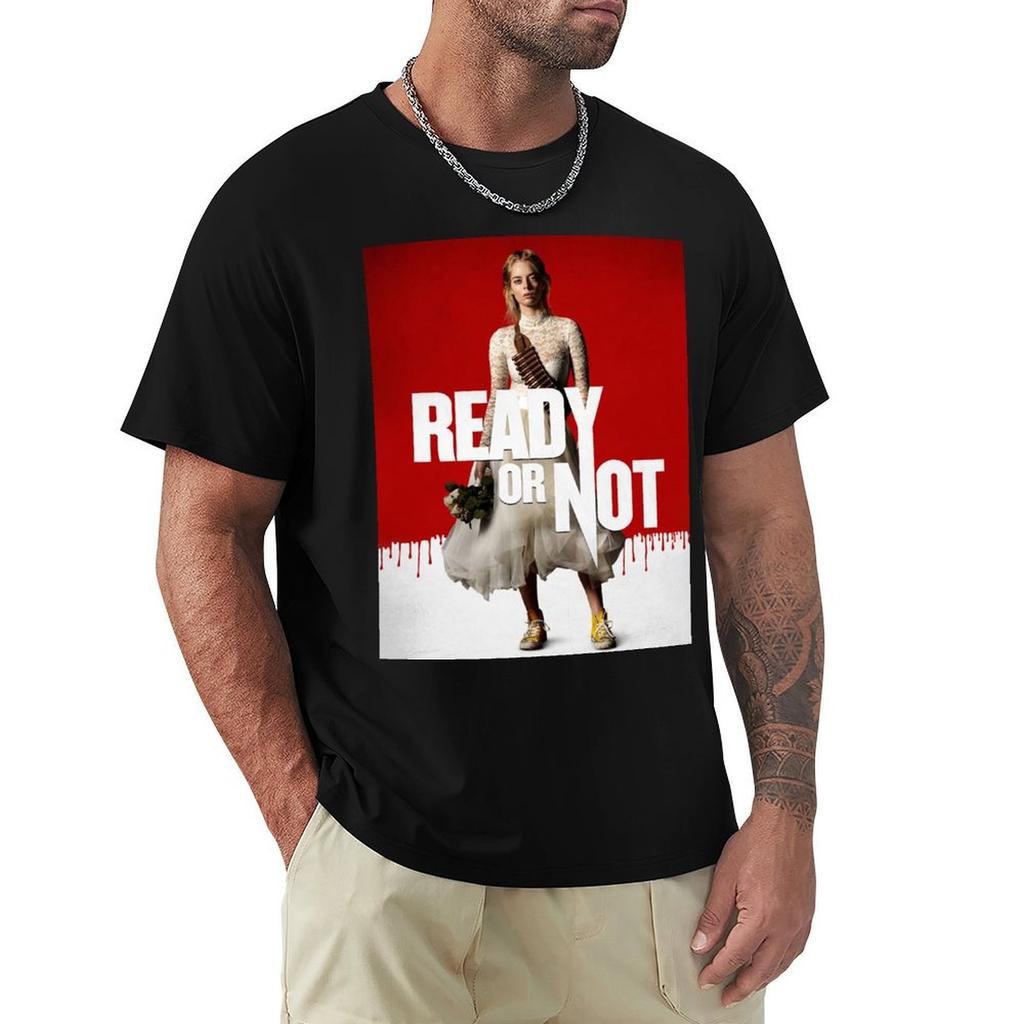 Ready Or Not Movie Posterr Tshirt Holiday Casual Short Sleeve Top