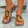 Women Slippers Summer Beach Flip Flops Fashion Metal Slippers Luxury Flats Sandals Casual Slip On Shoes New Slides Women