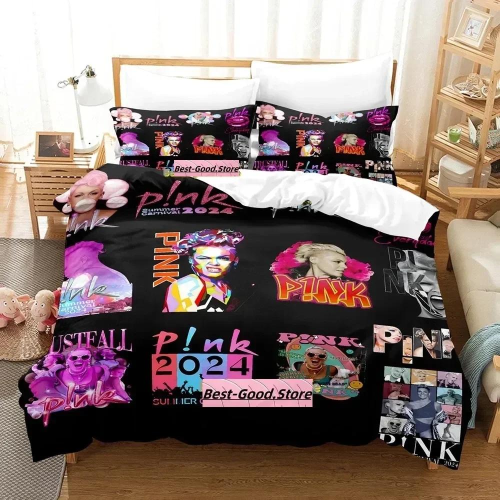 Розовый Комплект Постельного Белья Singer Tour Односпальный Полуторный Двуспальный Queen King Размер Комплект Постельного Белья Взрослый Детская Спальня Комплекты Пододеяльников Комплект Постельного Белья с Аниме