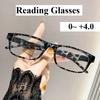 0~ +4.0 Leopard Reading Glasses Anti Blue Light Print Presbyopia Glasses Neutral Rectangular Black Eyeglass Frame Elderly