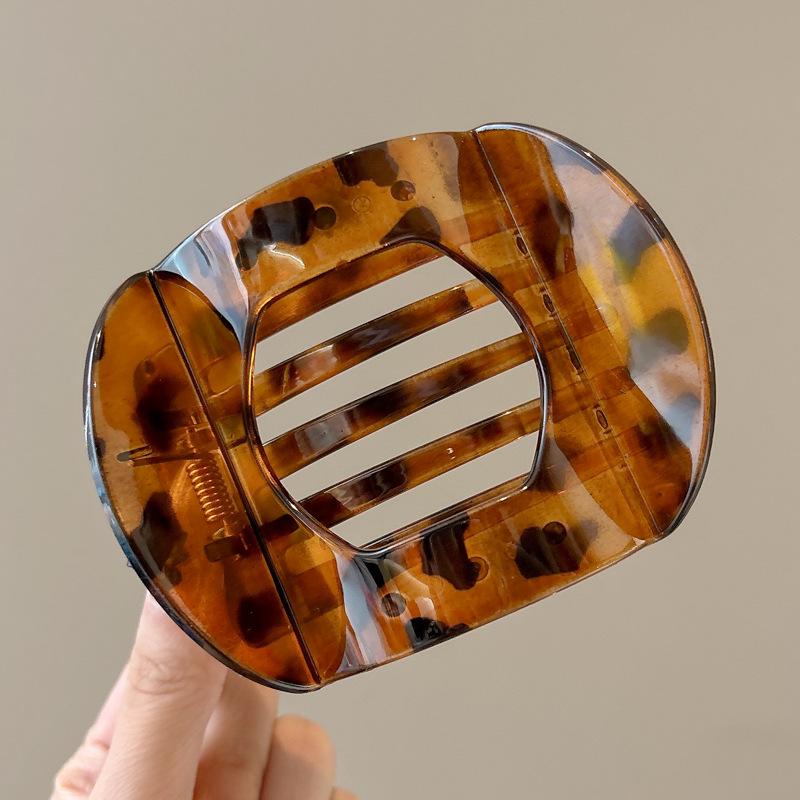 Удобная заколка-краб из абалона для женщин - Полностью назад, круглый плоский пучок и изогнутый хвост, аксессуар для волос