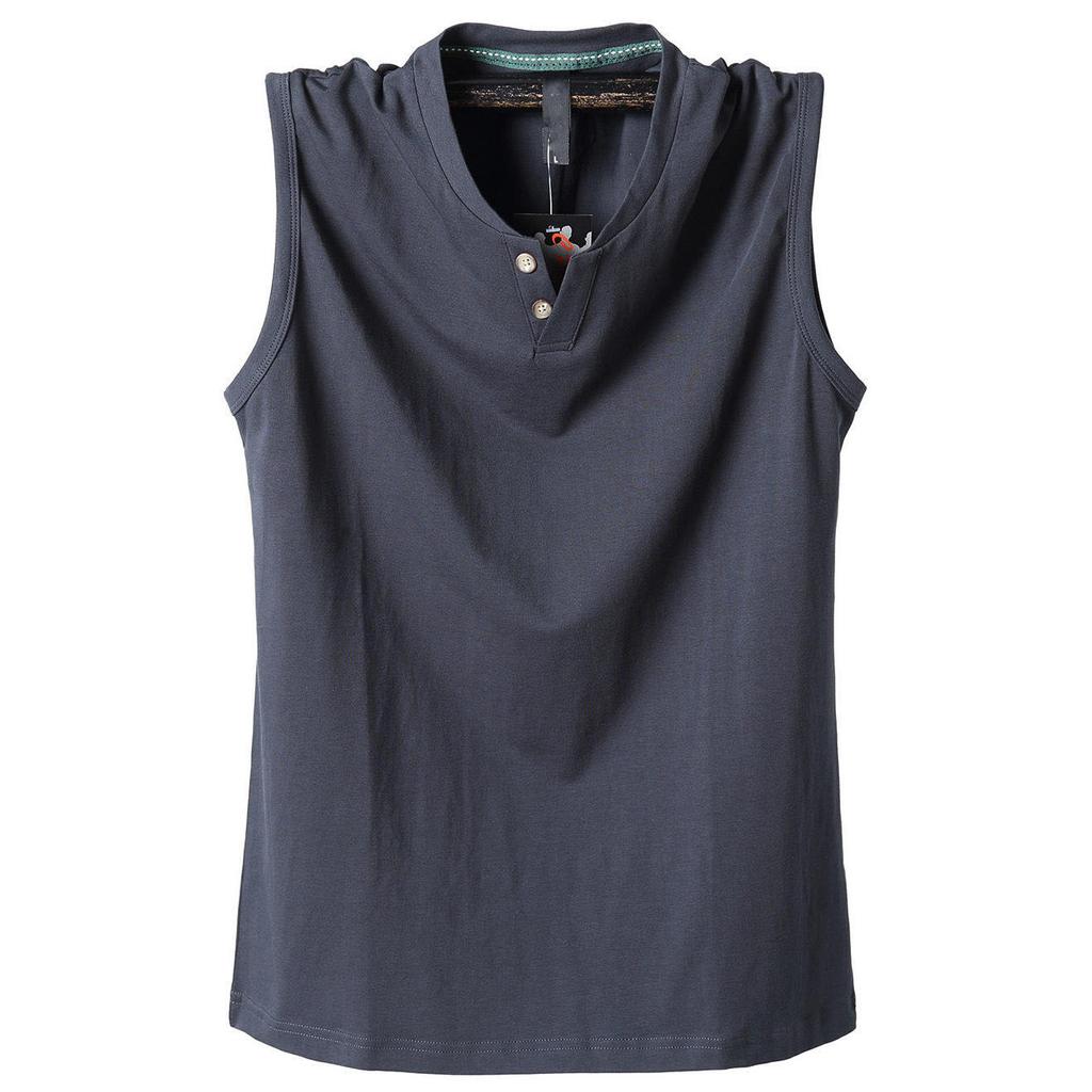 Summer Men's Sleeveless Cotton Sports T-shirts Large Size Loose Men's Vest Cut Shoulder T-shirt Breathable Absorb Sweat Casual