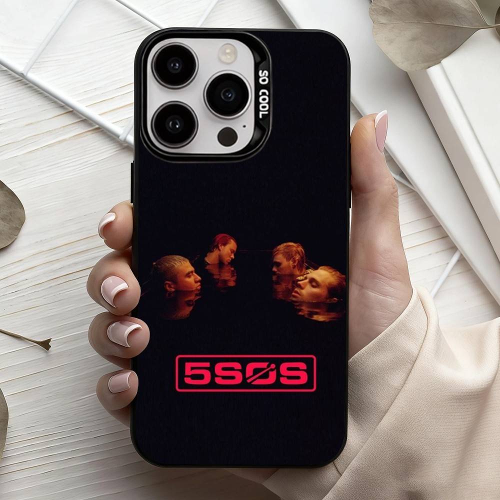 P-Popular Rock B-Band 5-5SOS Phone Case For iPhone17,16,15,14,13,12,11 Plus,Pro Max Black Candy Silver Plated Cover