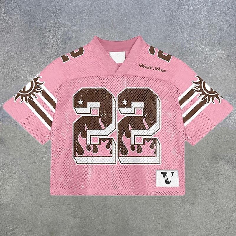 Футболка Y2K American Harajuku Hip Hop Fashion Football Jersey Streetwear Vintage Casual Breathable Splicing Free Short Sleeve
