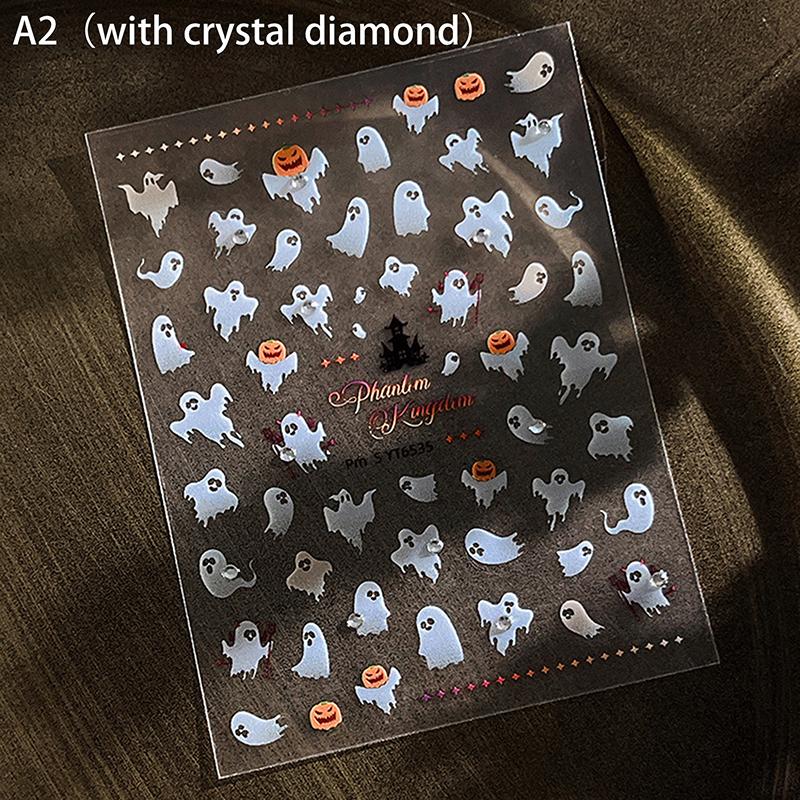 1/4Pcs Halloween Cute Spider Nail Stickers Slide Decals Manicure Decoration Nail Supplies for Creative Nail Design