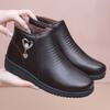 Mom's Shoes, Winter Middle-aged Winter Shoes with Fleece, Autumn and Winter Anti Slip and Warm Short Boots, Women's Shoes, Leather Shoes