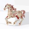 Retro Enamel Rhinestone Horse Brooch Luxury Animal Lapel Pins Zodiac Pin  Party Decoration
