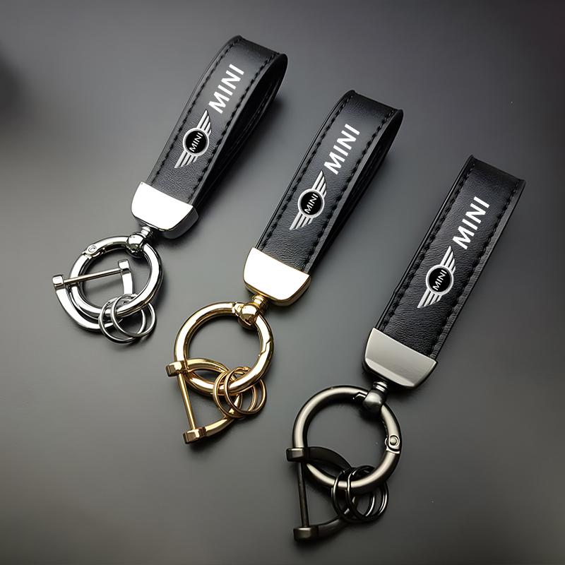 4S Dealership Car Emblem Keychain Calfskin Auto Key Chains For MINI One Cooper JCW Countryman Clubman Cabrio Paceman Coupe WORKS uylez55