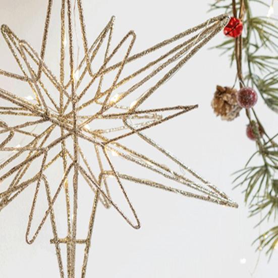 Рождественская елка, 3D, железная верхушка для елки, украшение в виде звезды со светодиодными огнями, праздничный декор, блестящая верхушка для рождественских елок в помещении и на улице