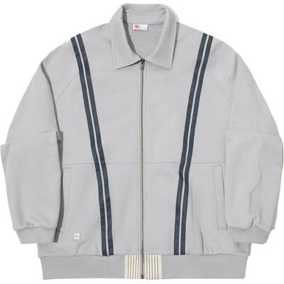 Li Ning X Keh Forme Trend Спортивная серия Свободная куртка на молнии с полосатым воротником Унисекс куртки Светло-серый AFDUD35-2