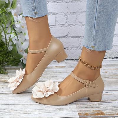 Модная женская обувь 2024 Модные туфли на высоком каблуке с ремешком и пряжкой Новые цветочные однотонные офисные и карьерные Распродажа Туфли-лодочки с острым носком Женские
