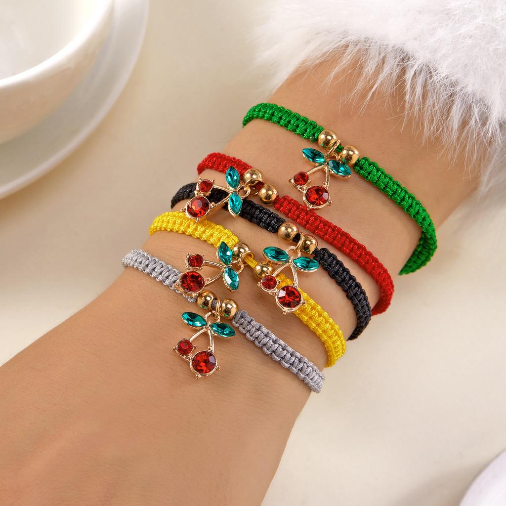 Handcrafted Woven Friendship Bracelet With Fruit Design For Teens And Casual Wear