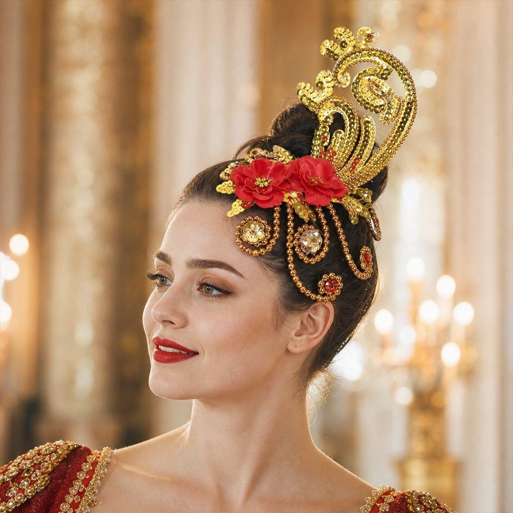 Crystal Flowers Dance Headdress Rhinestone Head Flower Fashion Tiara Chinese Headdress Women