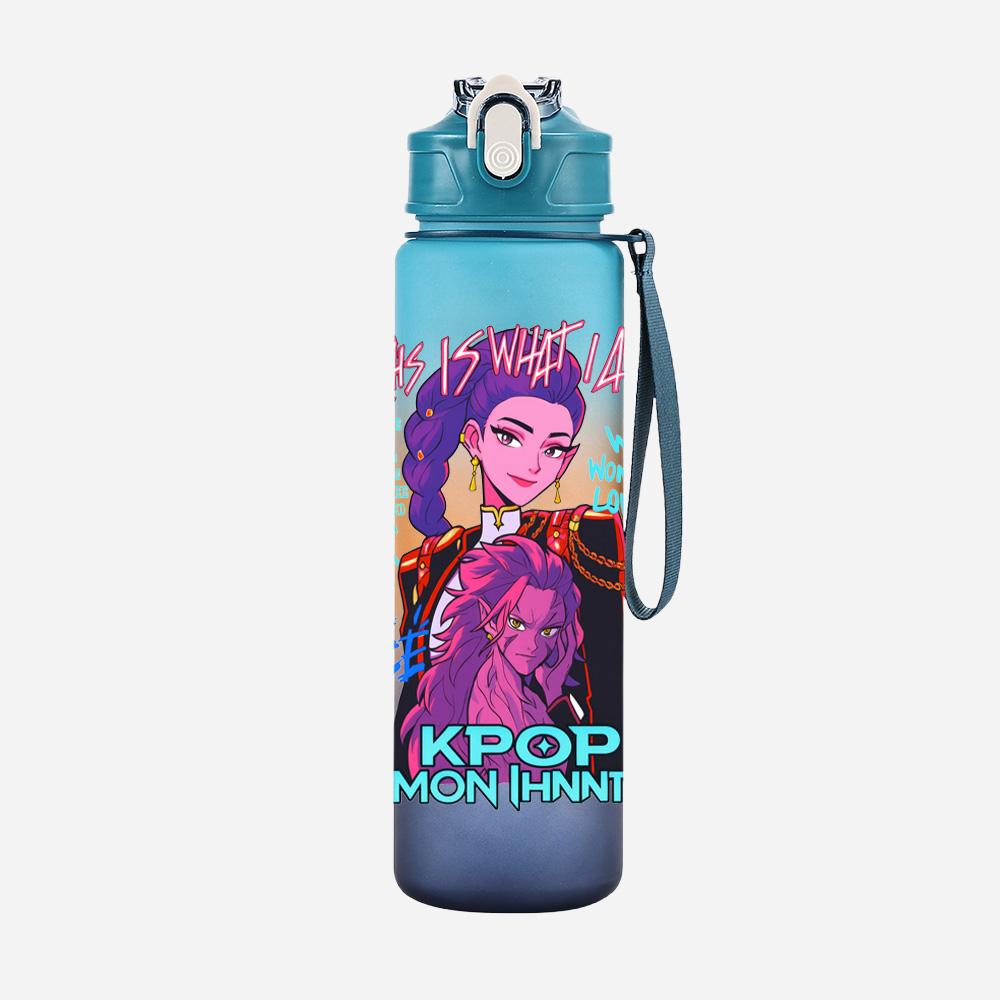 750Ml Water Bottler K-Pop Demon Hunters Printed Character Water Cup Large Capacity Outdoor Portable Rope Drinking Bottle for Boy Girl Gift