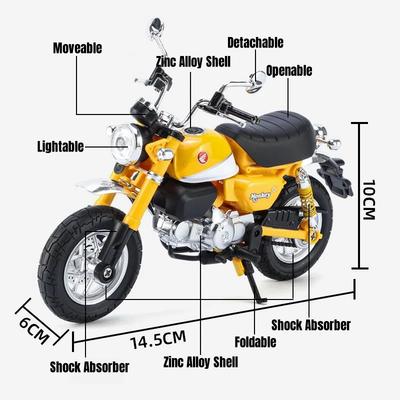 1:12 Мотоцикл Honda Monkey Игрушка Металлическая Литая Модель Супер Спорт Миниатюрная Коллекция Звук и Свет Подарок Для Мальчика Детей