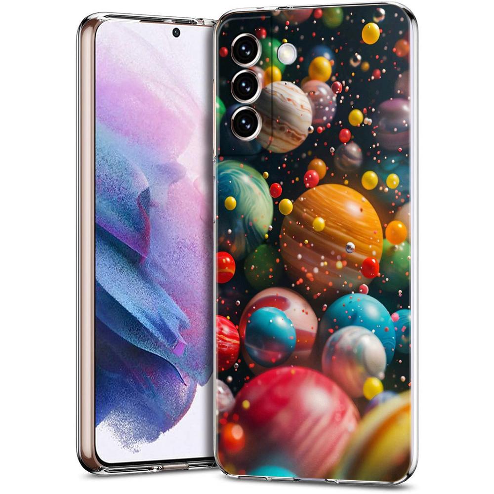 Прозрачный чехол-бампер для телефона Samsung Galaxy S25 S24 S23 S22 S20 S21 FE Ultra S24 S23 S10 S10E Plus 5G с рисунком мультяшной планеты