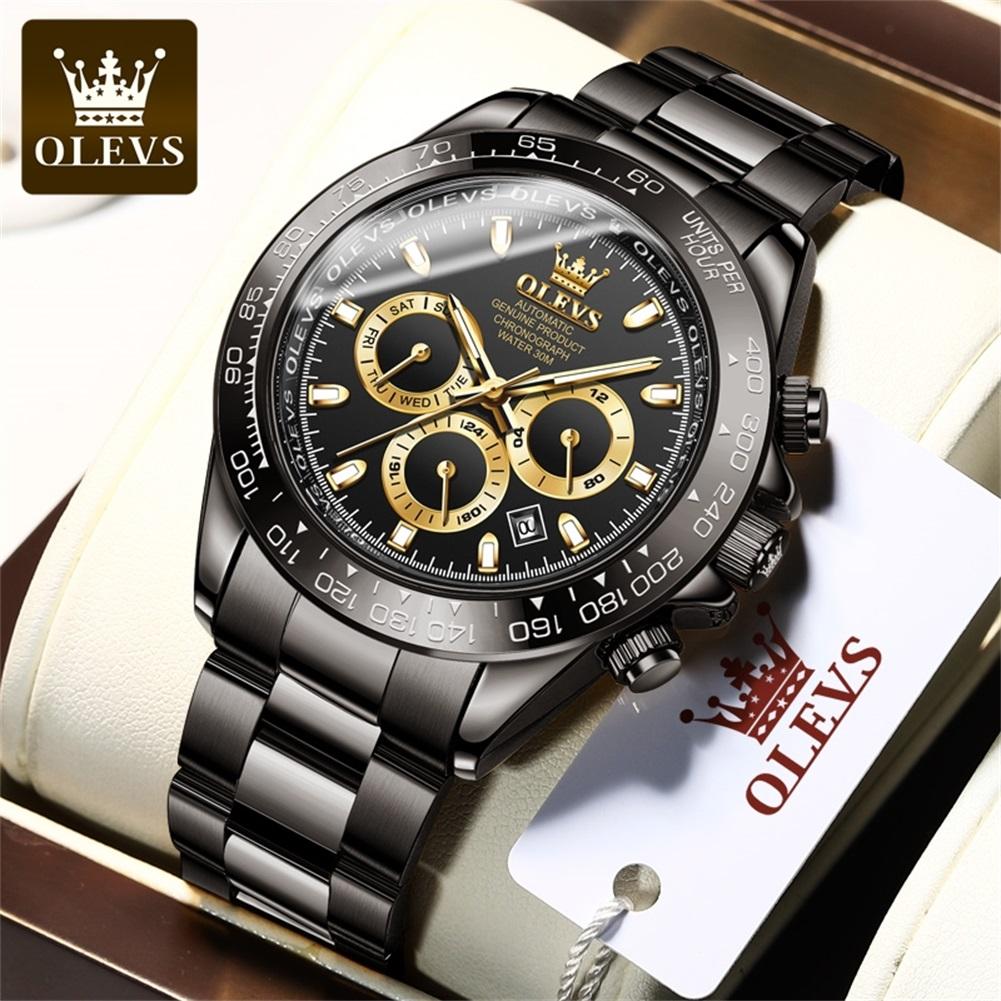 OLEVS Full Gold Automatic Wristwatch for Men Auto Date Waterproof High end Men's Watches