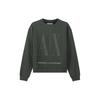 FW22 Свитшот с круглым вырезом и длинным рукавом, украшенный шипами, с логотипом, буквенным значком. Женский свитшот. Военно-зеленый. 8NYM01-YJ68Z-1880