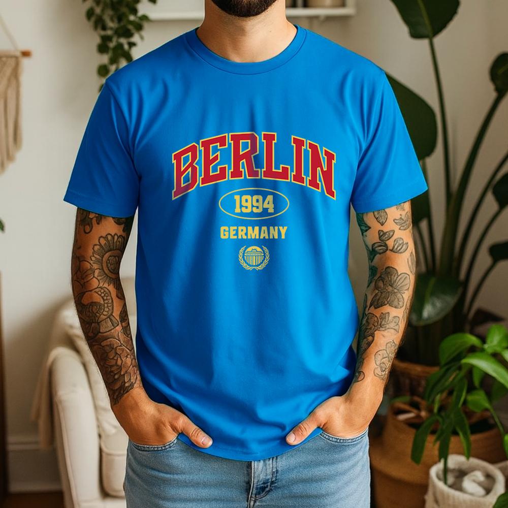 New Summer 100 Cotton Graphic Oversized Tee Berlin 1994 Gerunisexy Retro College Style Themed Short Sleeve