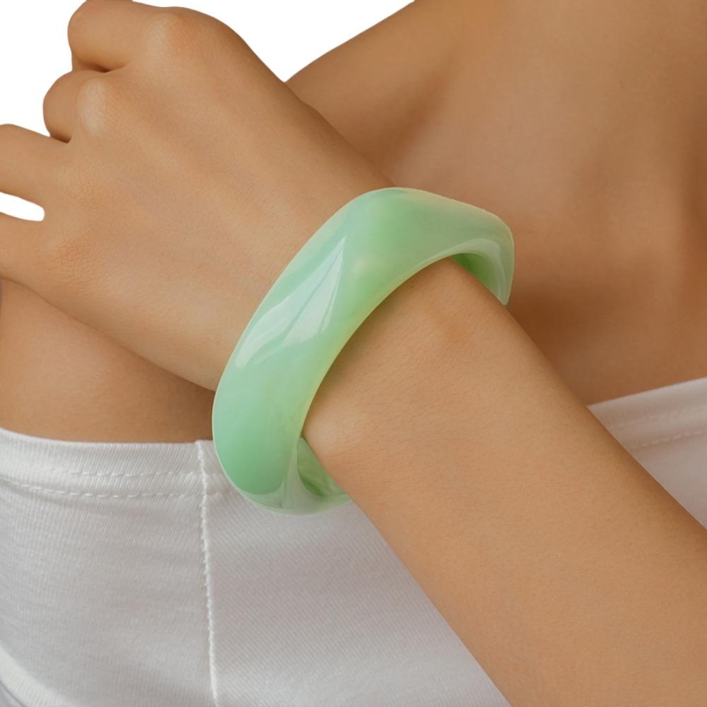 Smudging Acrylic Bangle Resin Retro Hand Ring Temperament Irregular Wide Bracelet Girls