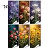 Garden Waste Container Beautification Floral Trash Can Stickers, Waterproof Self?Adhesive Bin Decals, Vintage Flower Pattern Decor Easy Peel