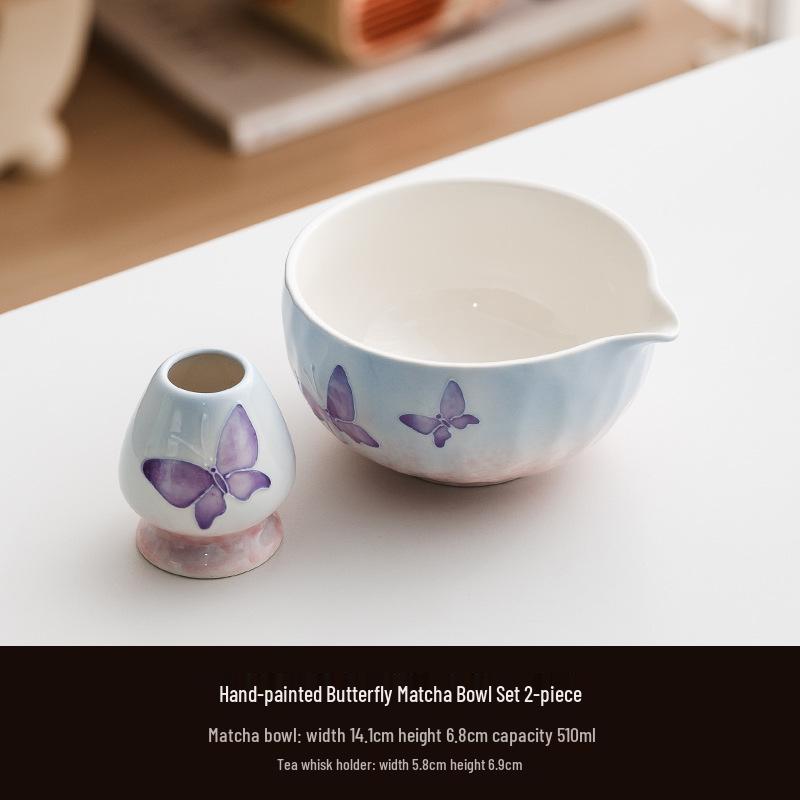 Handmade Japanese Cherry Blossom Matcha Bowl with Whisking Tool, Imitation Song Dynasty Tea Stirrer, and Hyakuhon-date Chasen Stand
