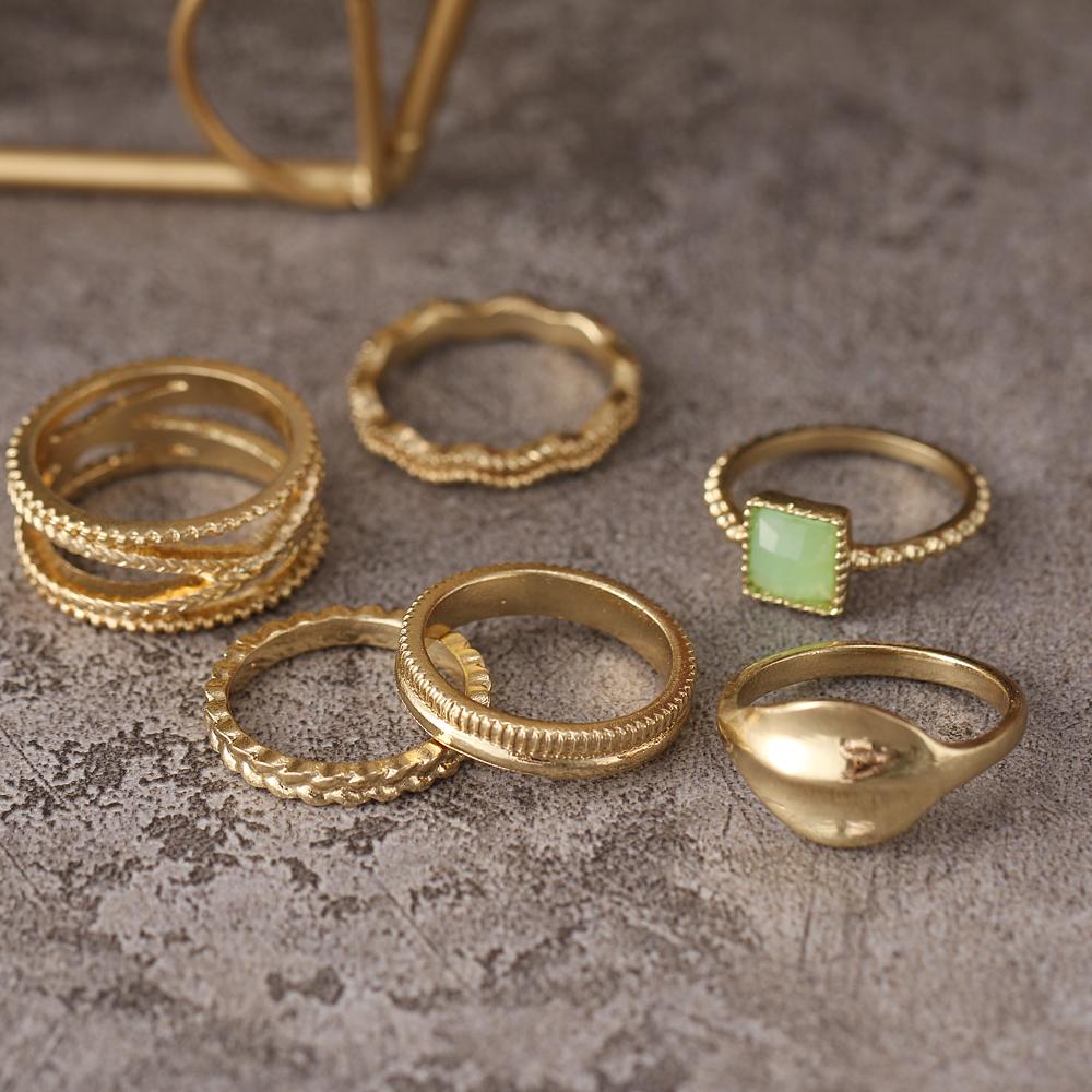 Ретро женское кольцо из 6 предметов, индивидуальное кольцо, модное унисекс, трендовое кольцо в стиле панк