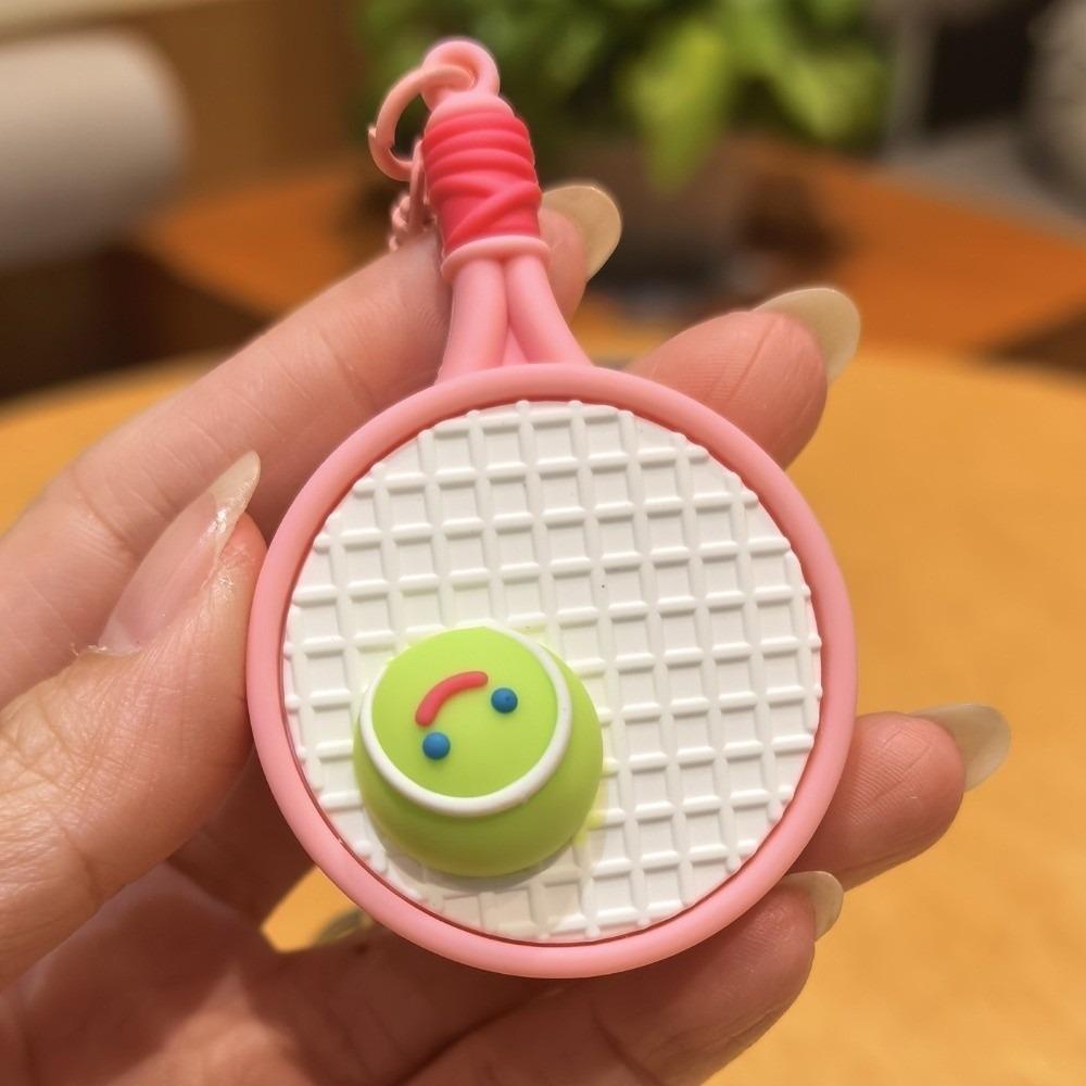 PVC Tennis Racket Keychain Baseball Cap Backpack Pendant Fashion Sports Accessory Gift Women Man