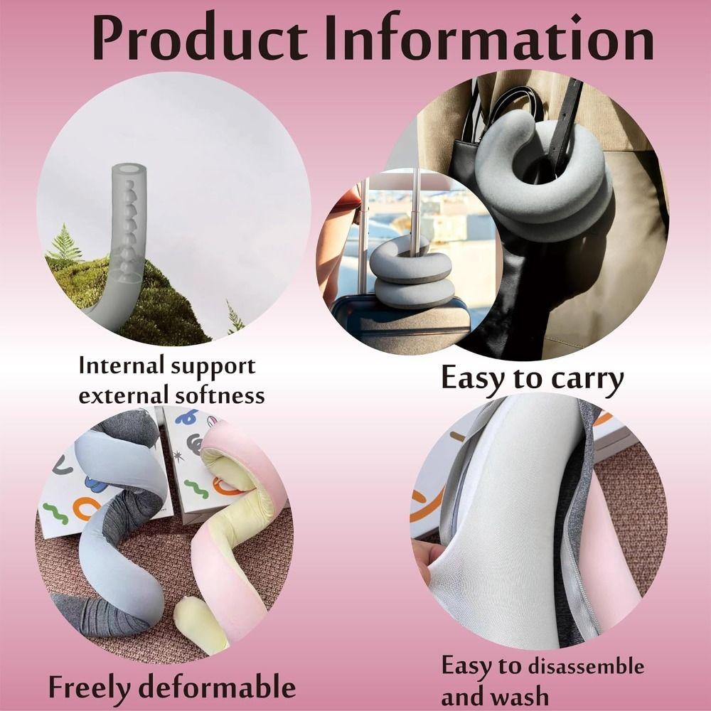 New Design Freely Shapeable Travel Pillow Easy to Storage Portable Travel Neck Pillow Nylon Adjustable 360°Neck Pillow Home
