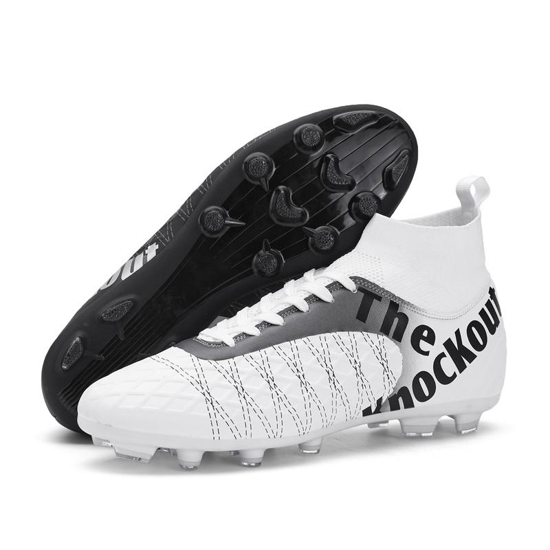 31-48 Мужские/женские футбольные бутсы. Высококачественные большие кожаные высокоэластичные носки, футбольные тренировочные бутсы с длинными ногтями из искусственного газона.