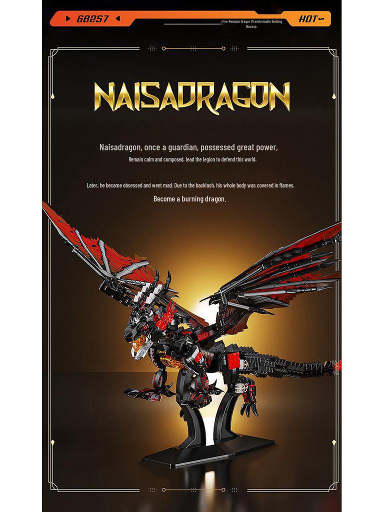 Leyi 68257-8 Ice & Fire Dragon Mecha Dinosaur Educational Building Block Model for Kids