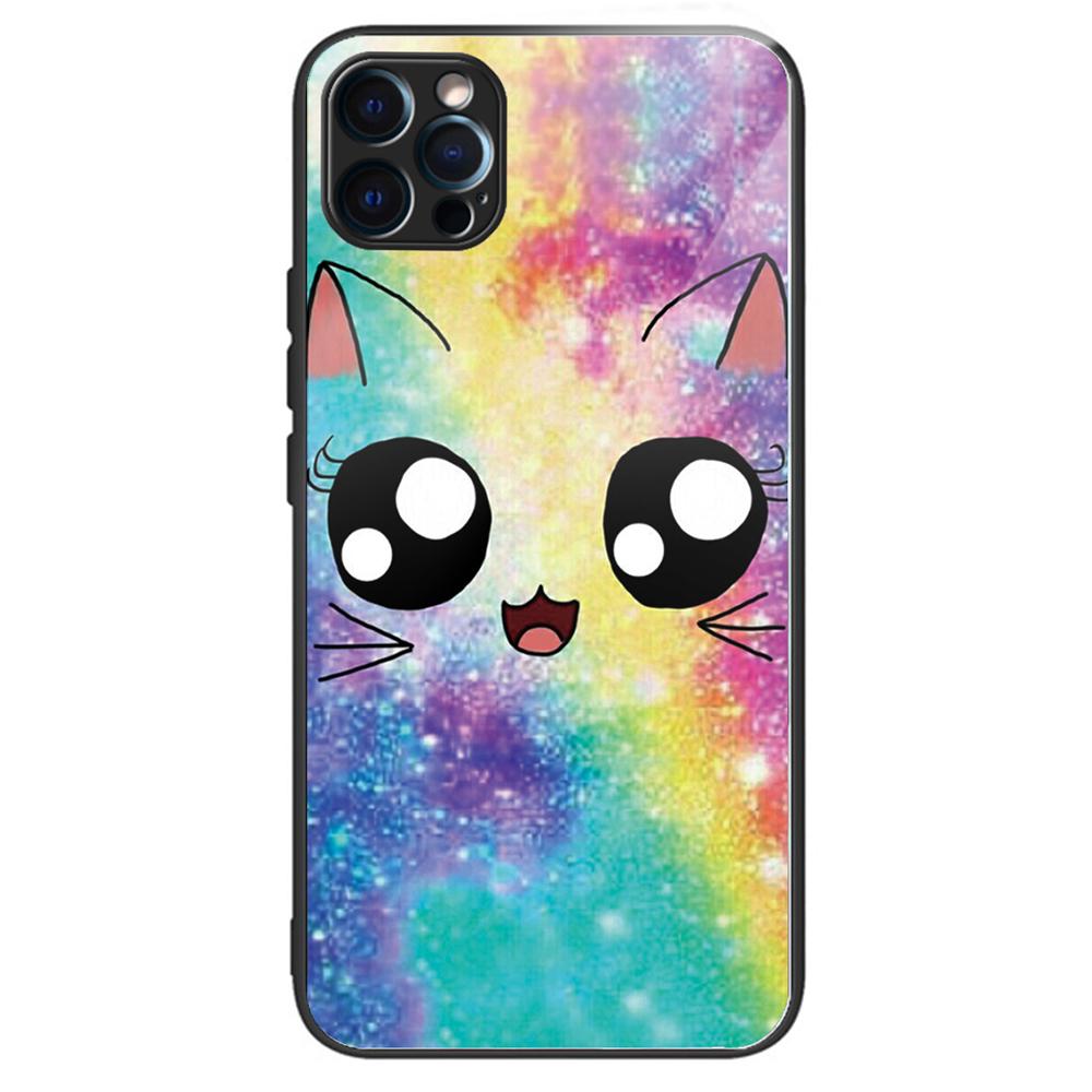 Чехол для телефона с печатью рисунка для iPhone 15 Pro, задняя панель из закаленного стекла + кромка из ТПУ