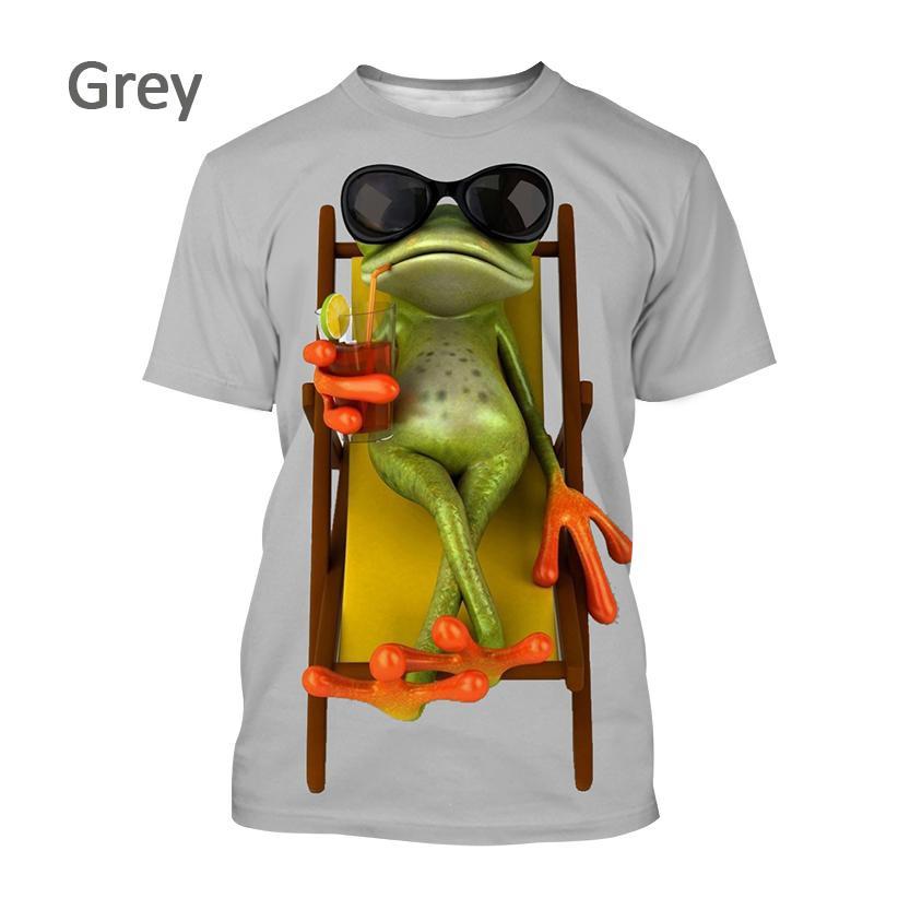 Fashionable Tree Frog 3D Printed T-shirt Fun Animal Men's and Women's Fun Hip Hop Style Short Sleeve Top