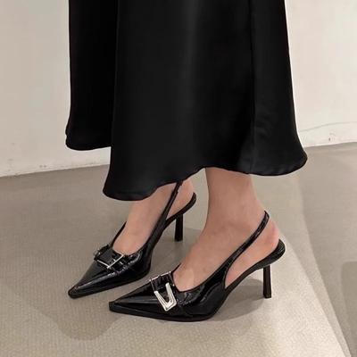 Мода 2024 года Женская обувь Туфли-лодочки Босоножки Весенняя мода Острый носок Босоножки Женская обувь Летняя женская обувь на низком каблуке Высокие каблуки