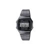 Серия Retro A168 Квадратные водонепроницаемые кварцевые мужские часы с браслетом из нержавеющей стали Черные A168WGG-1A