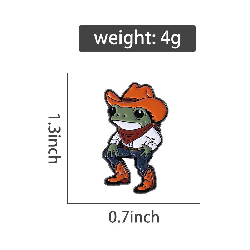Cowboy Frog Enamel Pins Custom Cool Handsome Jeans Boots Brooches Lapel Badges Clothes Animal Jewelry Gift for Friends