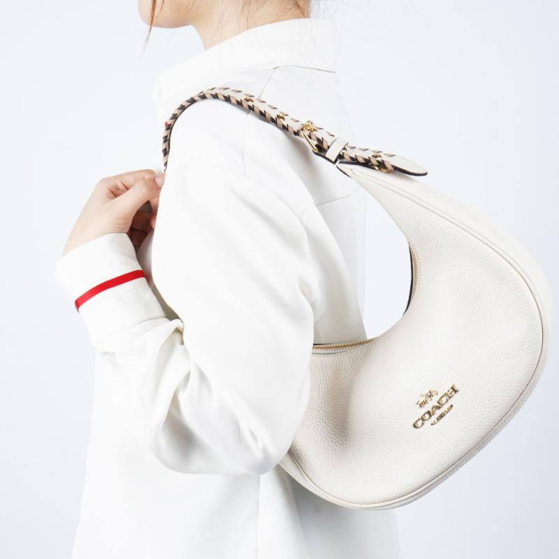 COACH Bailey Refined Pebbled Leather With Smooth Leather Hobo Bag, Shoulder Bag, Handbag Large Women's White C4108-IMSUT