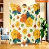 1pc Tropical Palm & Flower Print Blanket - Soft Flannel Suitable for All Seasons, Multicolor Bedspread/Throw, Machine Washable Polyester Bedding Gift